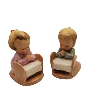 Vintage Praying Boy and Girl Salt and Pepper Shakers Japan